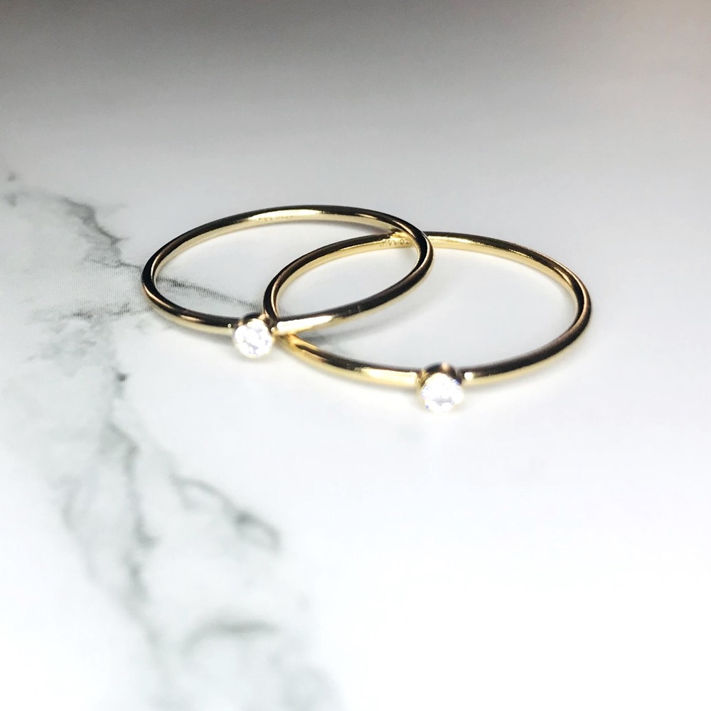Gold Filled CZ Bezel Thin Stacking Ring